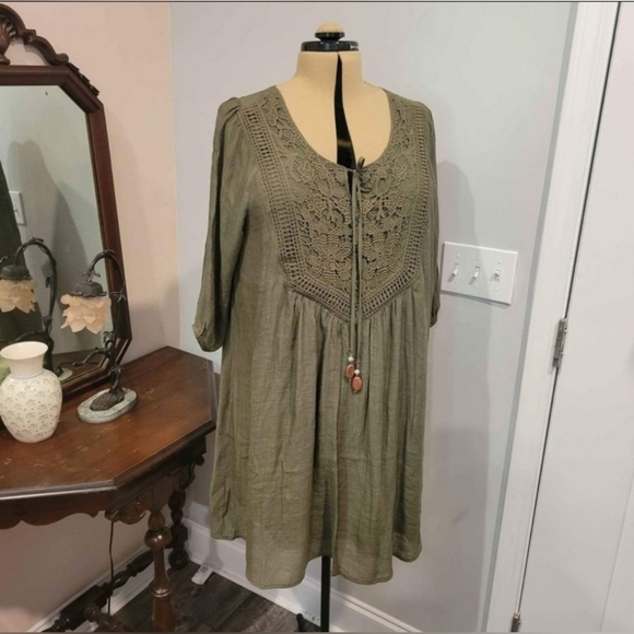 NWT 2X Green Crochet Front Dress - Picture 9 of 9